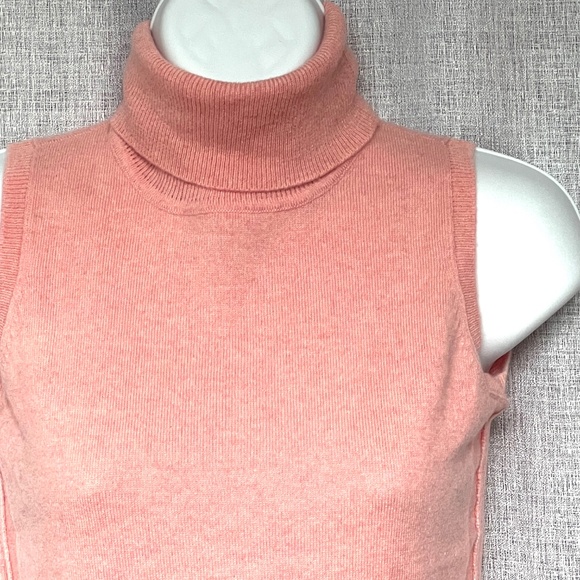 BYPAC SweaterTurtleneck Sleeveless Baby Pink 100% Cashmere Size S - Picture 2 of 7